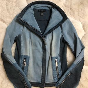 NWOT....Colorblocked Denim Moto Jacket